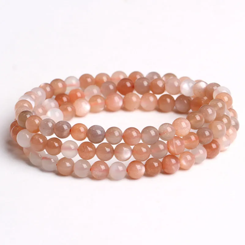 Natural Golden Sand Sunstone Multi-Circle Bracelet Orange Yellow Moonstone Sunstone Crystal Stone Three Circles