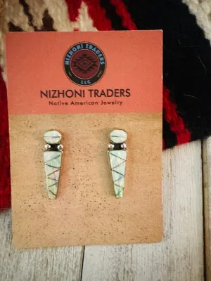 Navajo Opal & Sterling Silver Inlay Dangle Earrings