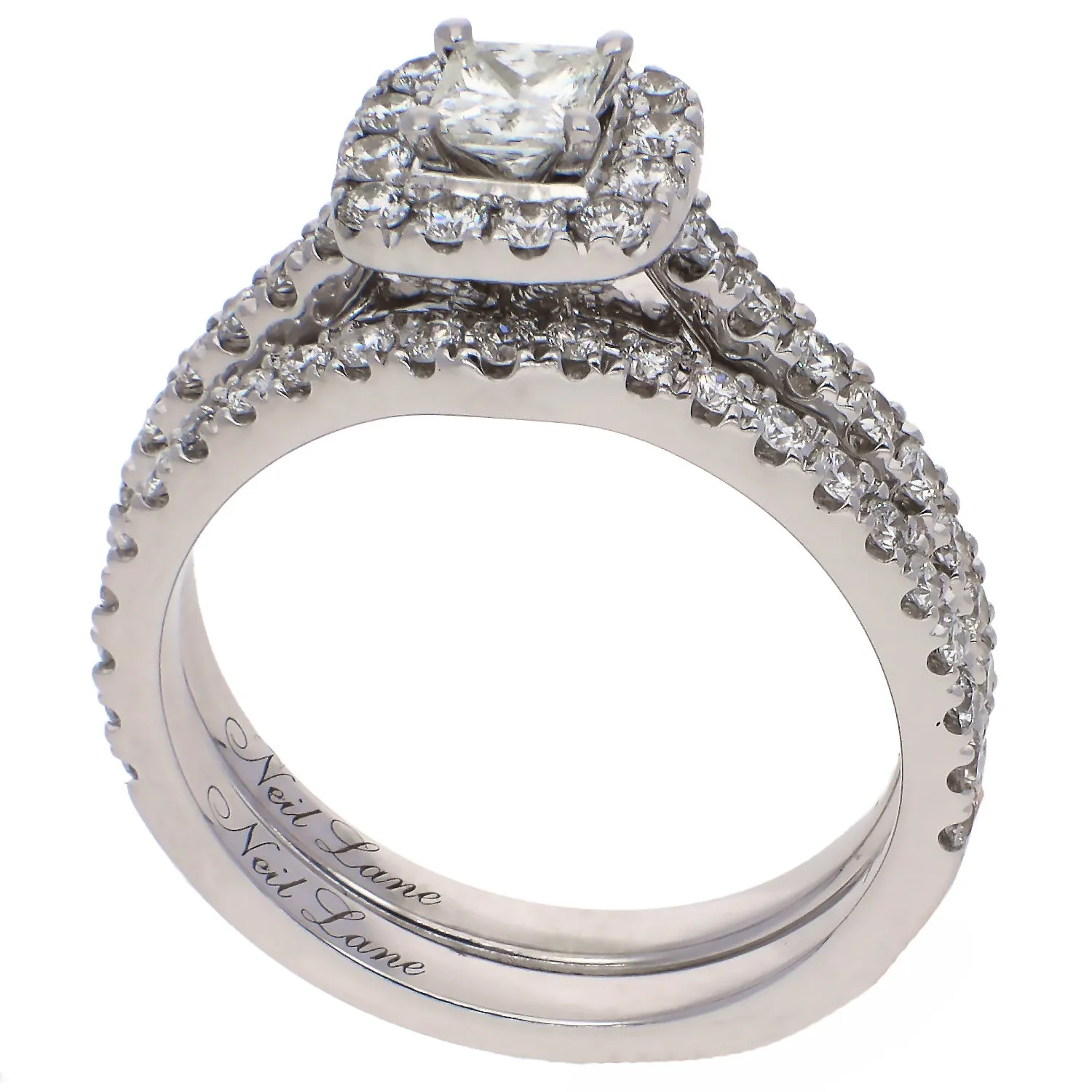 Neil Lane 14K White Gold Princess Cut Diamond Wedding Set