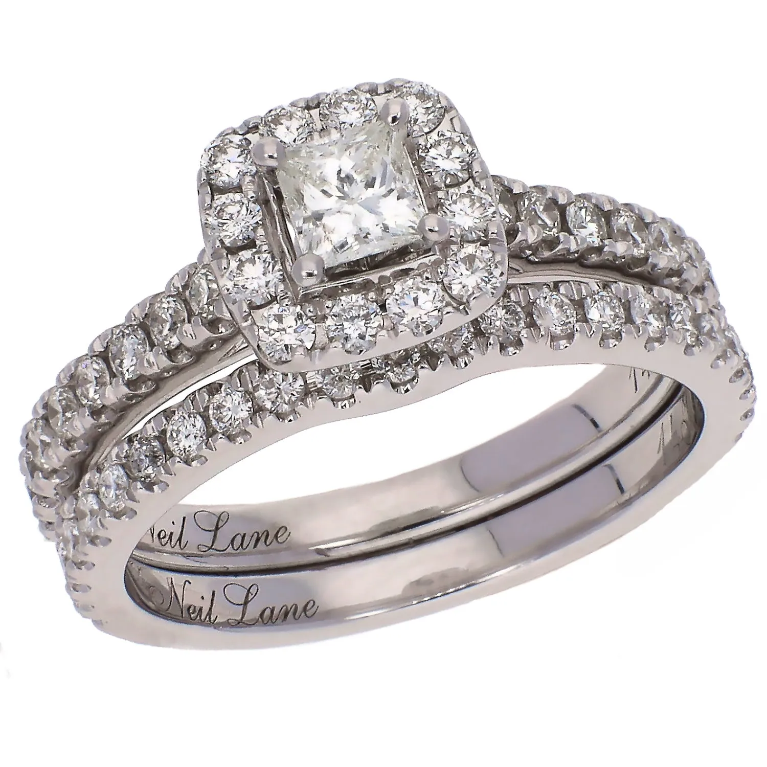 Neil Lane 14K White Gold Princess Cut Diamond Wedding Set