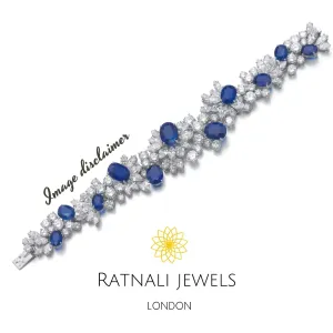 Nilima Simulated Diamond and created Sapphire Gemstone Tennis Bracelet