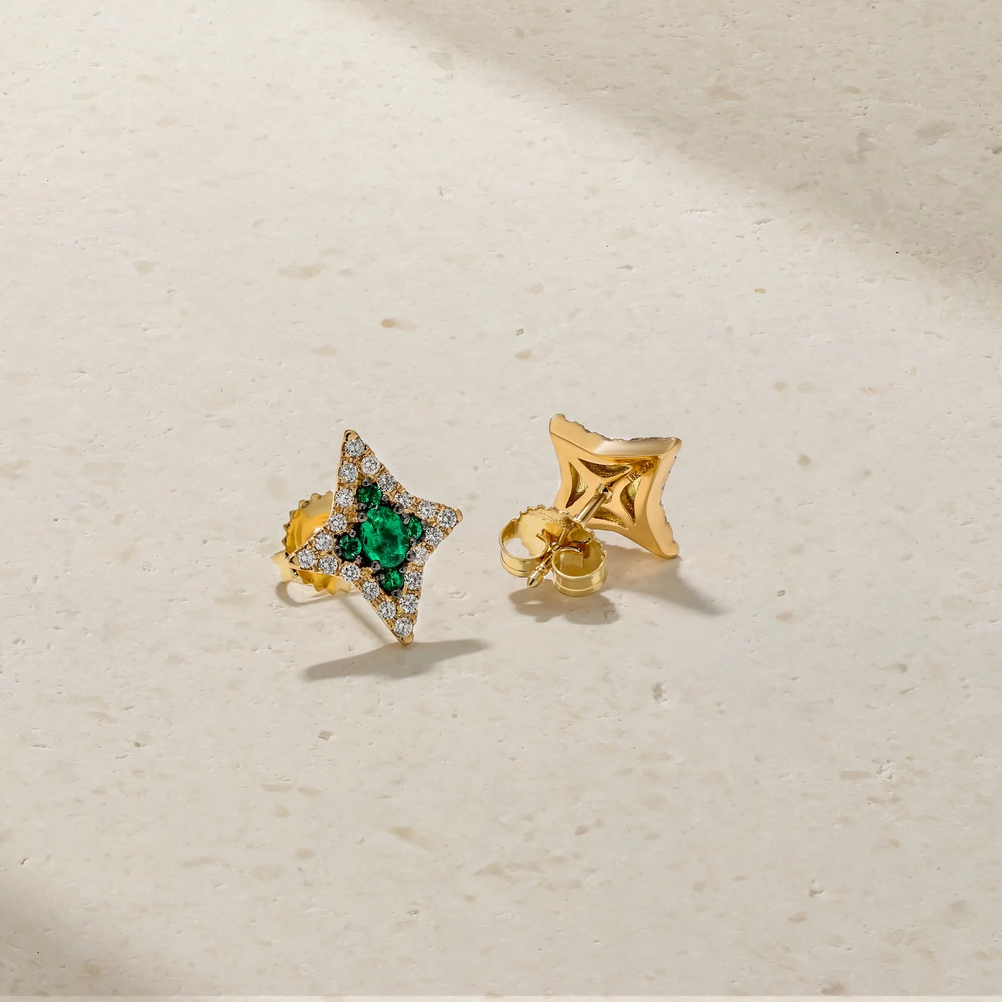 Notte Emerald and Diamond Stud Earrings