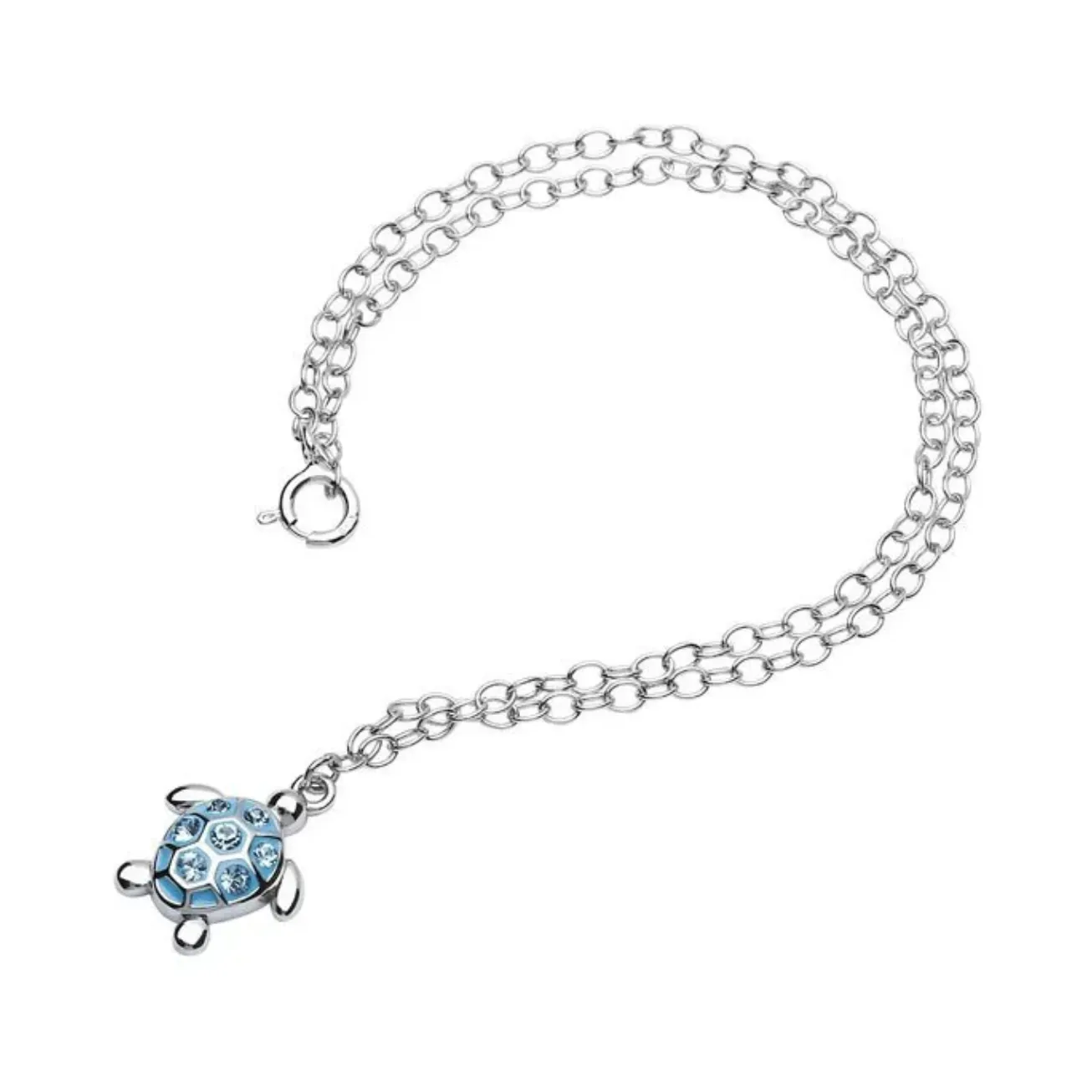 Ocean SS Turtle with Aqua Crystals Ankle Bracelet