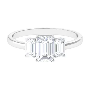 Octagon Shape Cubic Zirconia Three Stone Ring