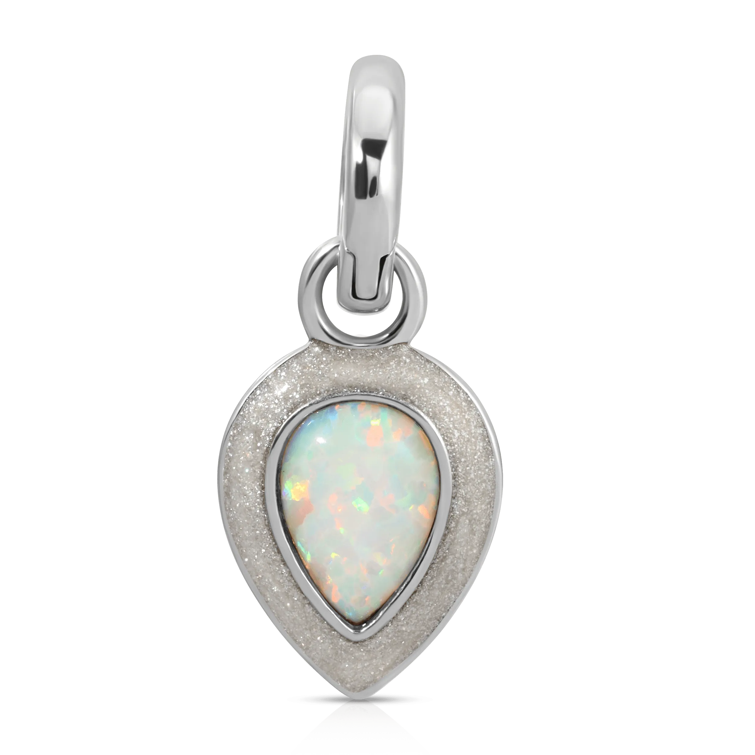 October Opal Birthstone Charm - Pear