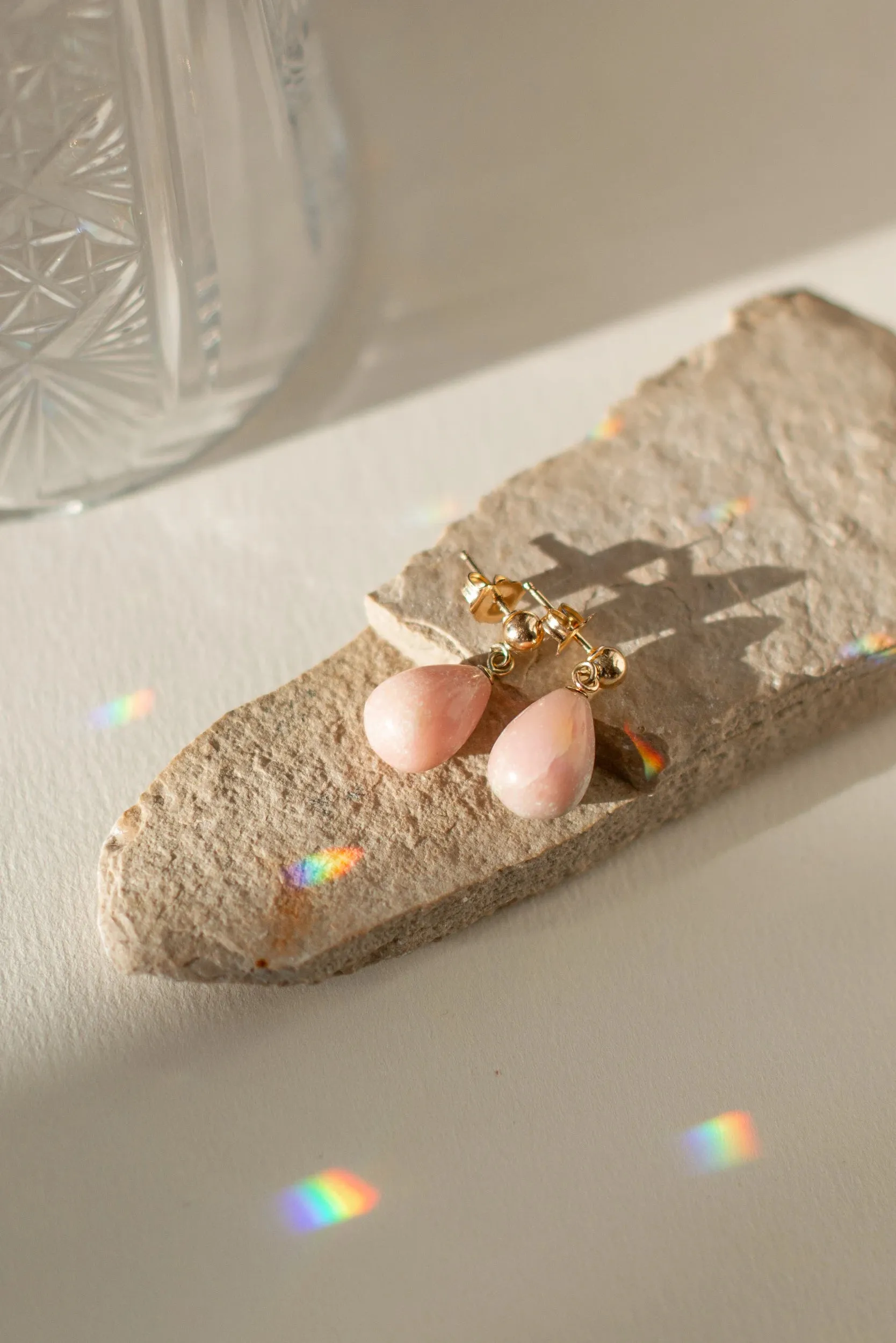 October Pink Opal Earrings