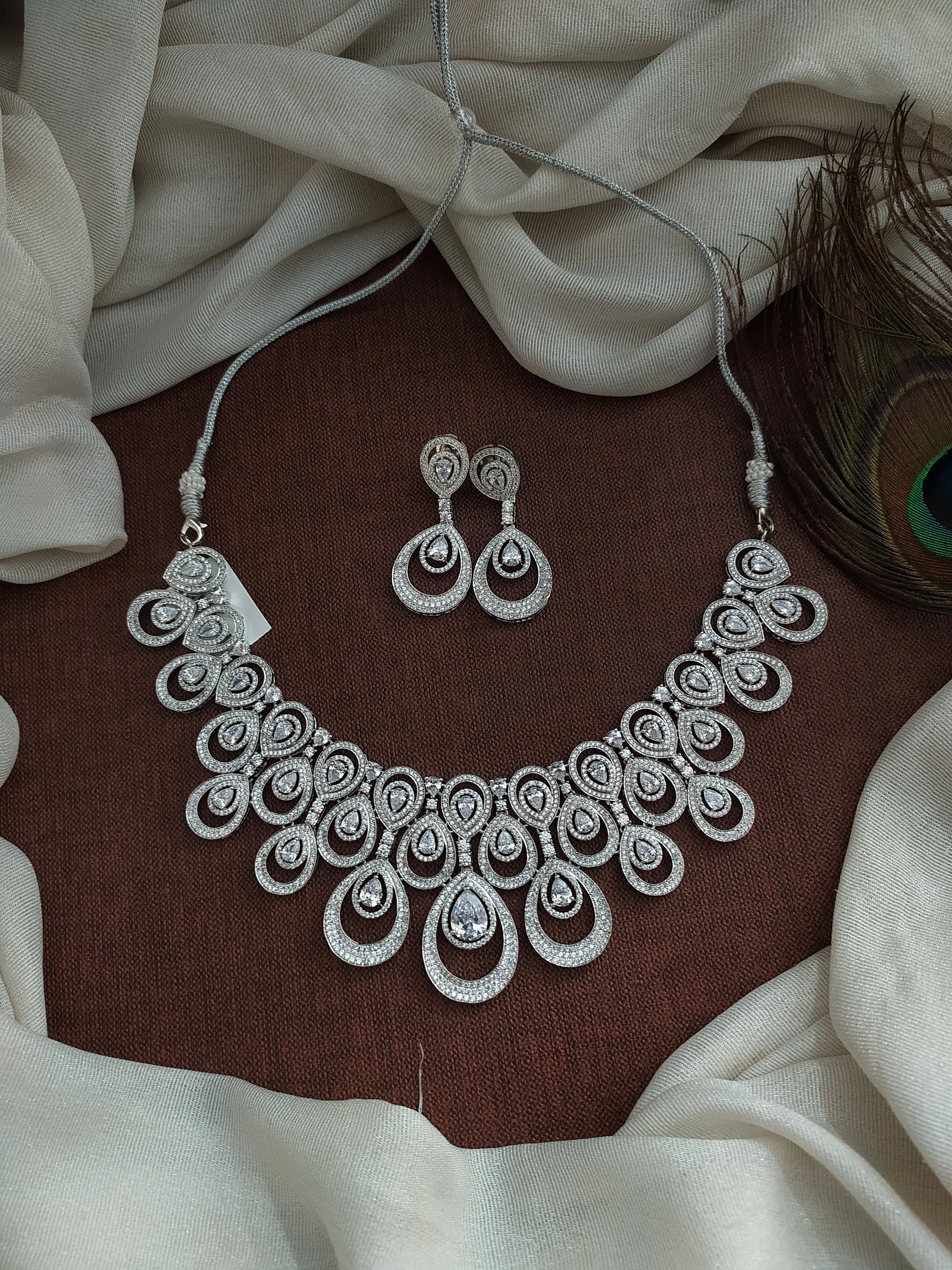 Opulent Opals Rhodium-Plated Zircon Necklace Set