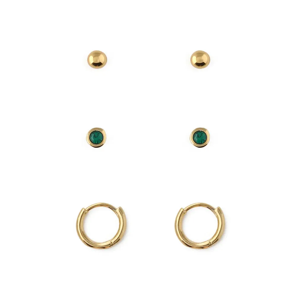 Orelia Emerald Stud & Hoop Earrings