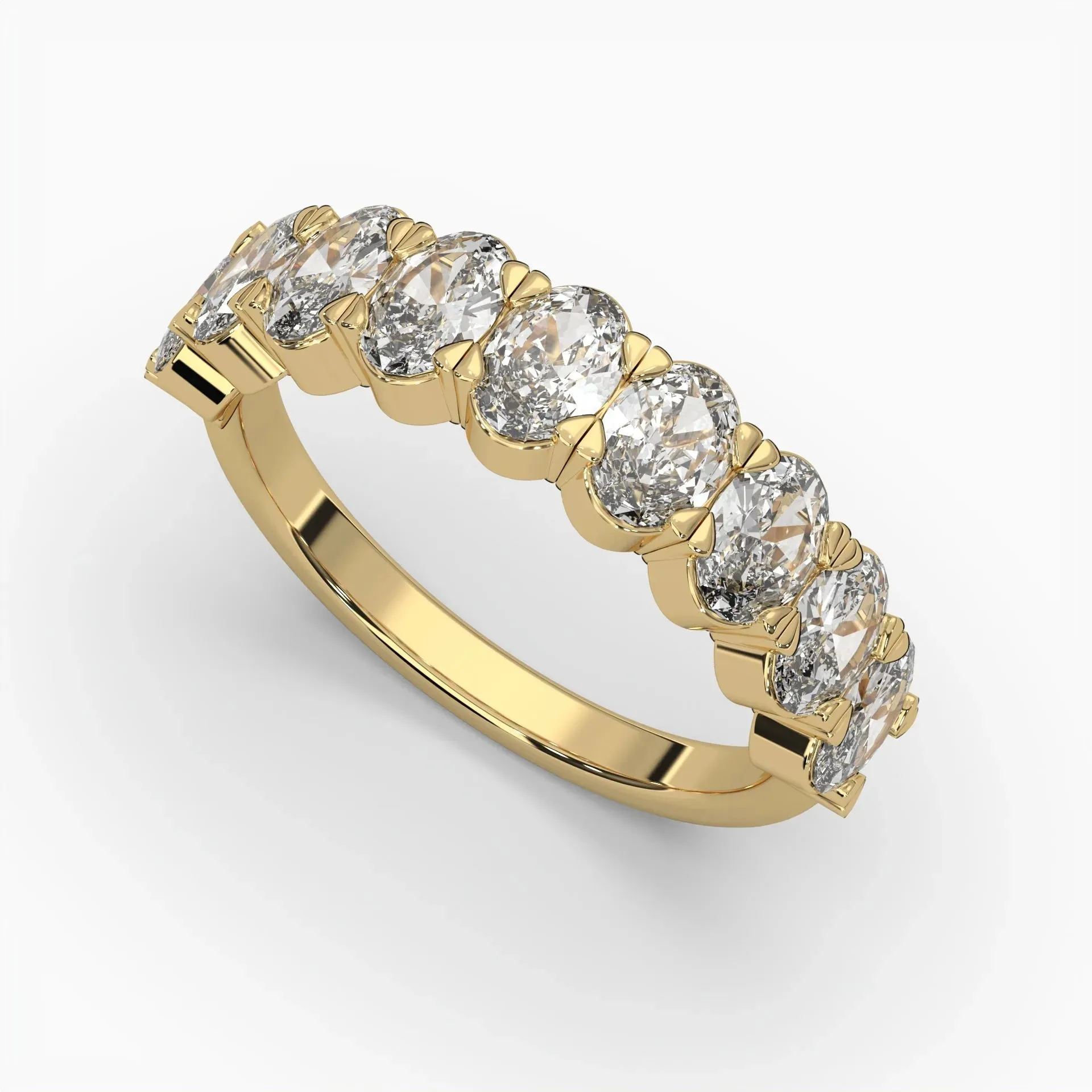 Oval Half Eternity Wedding Band