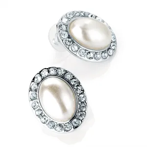 Oval Pearl and Crystal Earrings