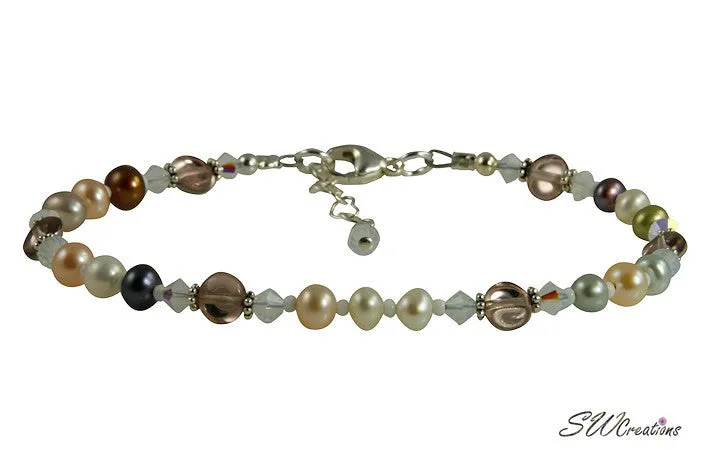 Pastel Opal Crystal Pearl Beaded Anklet