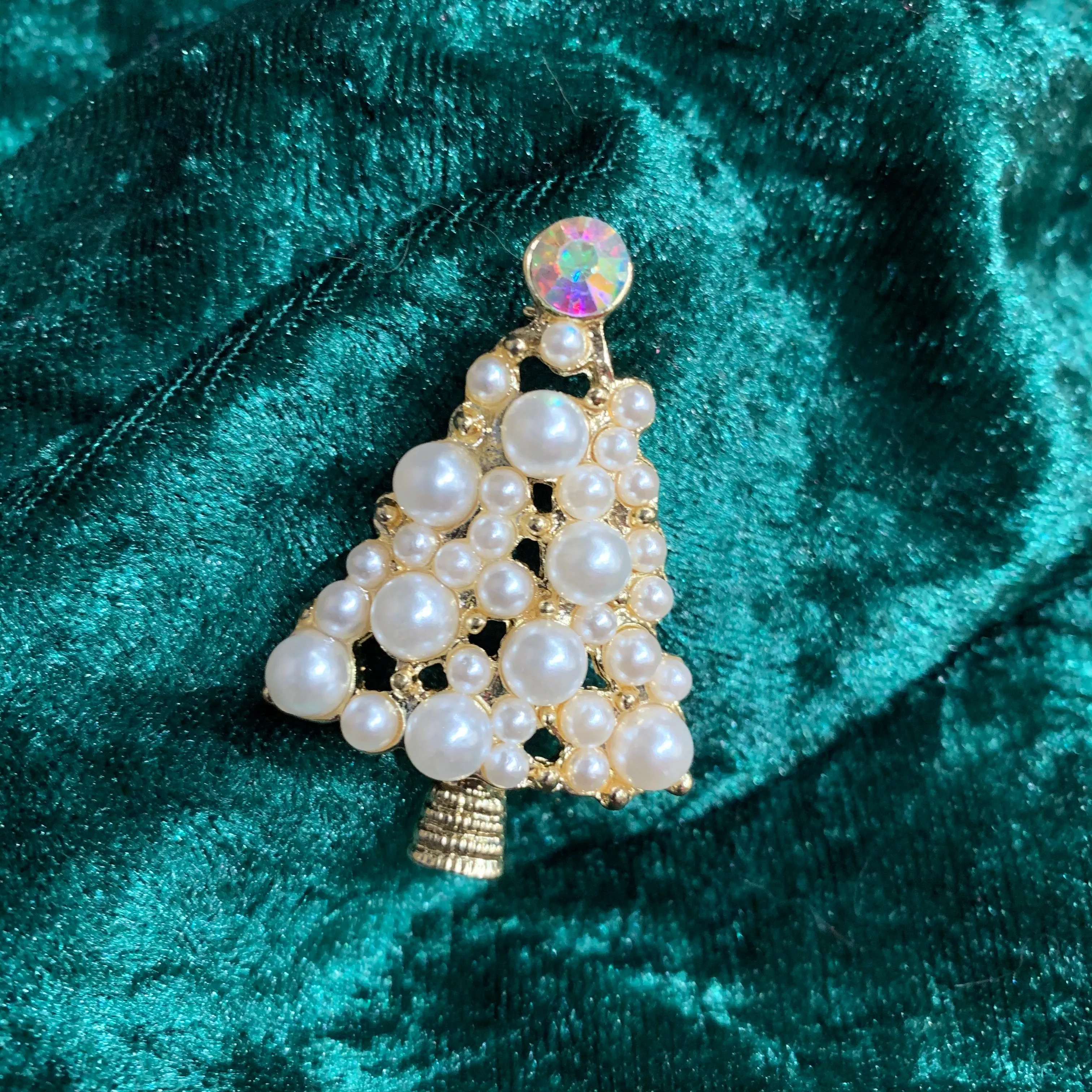 Pearl Christmas Tree Brooch