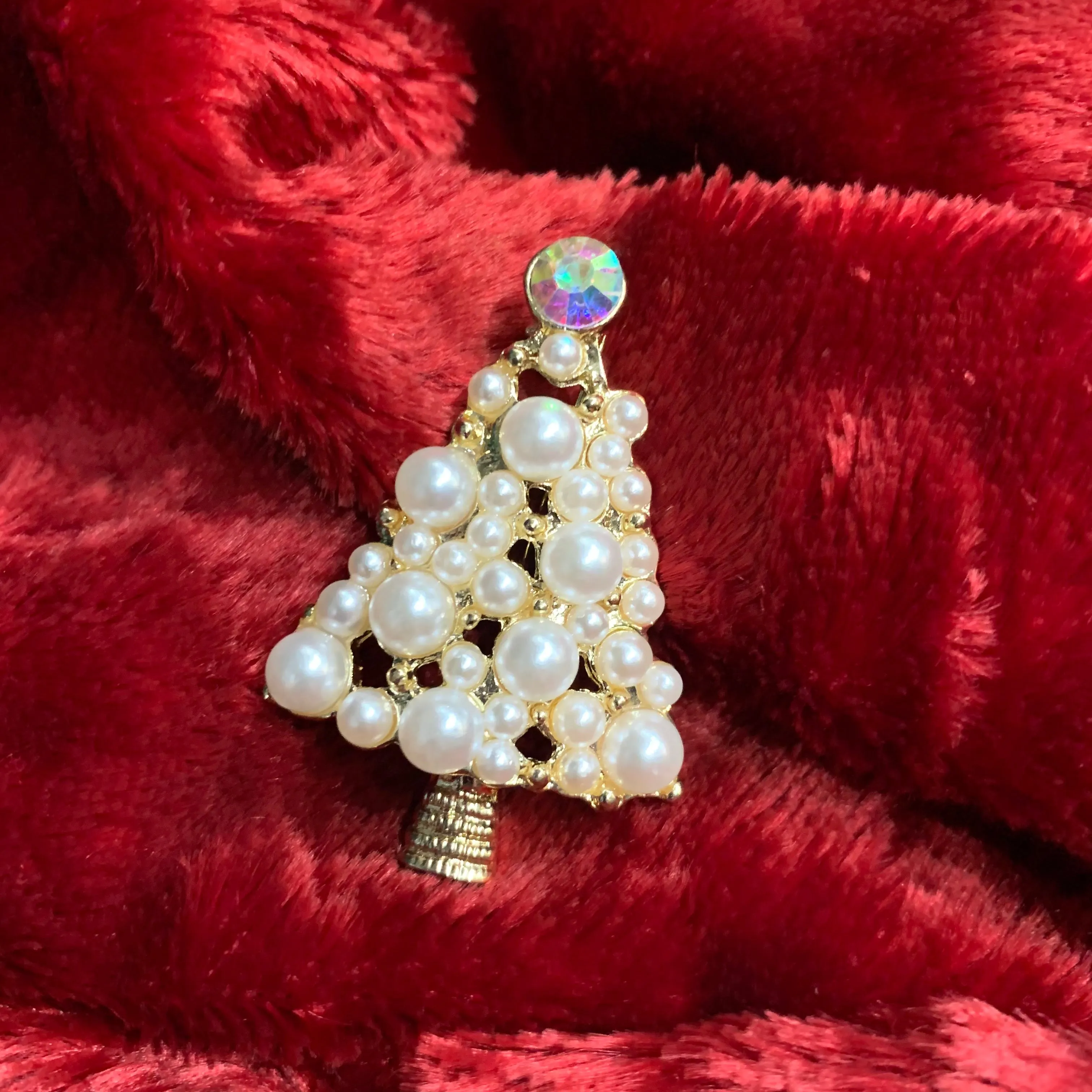 Pearl Christmas Tree Brooch