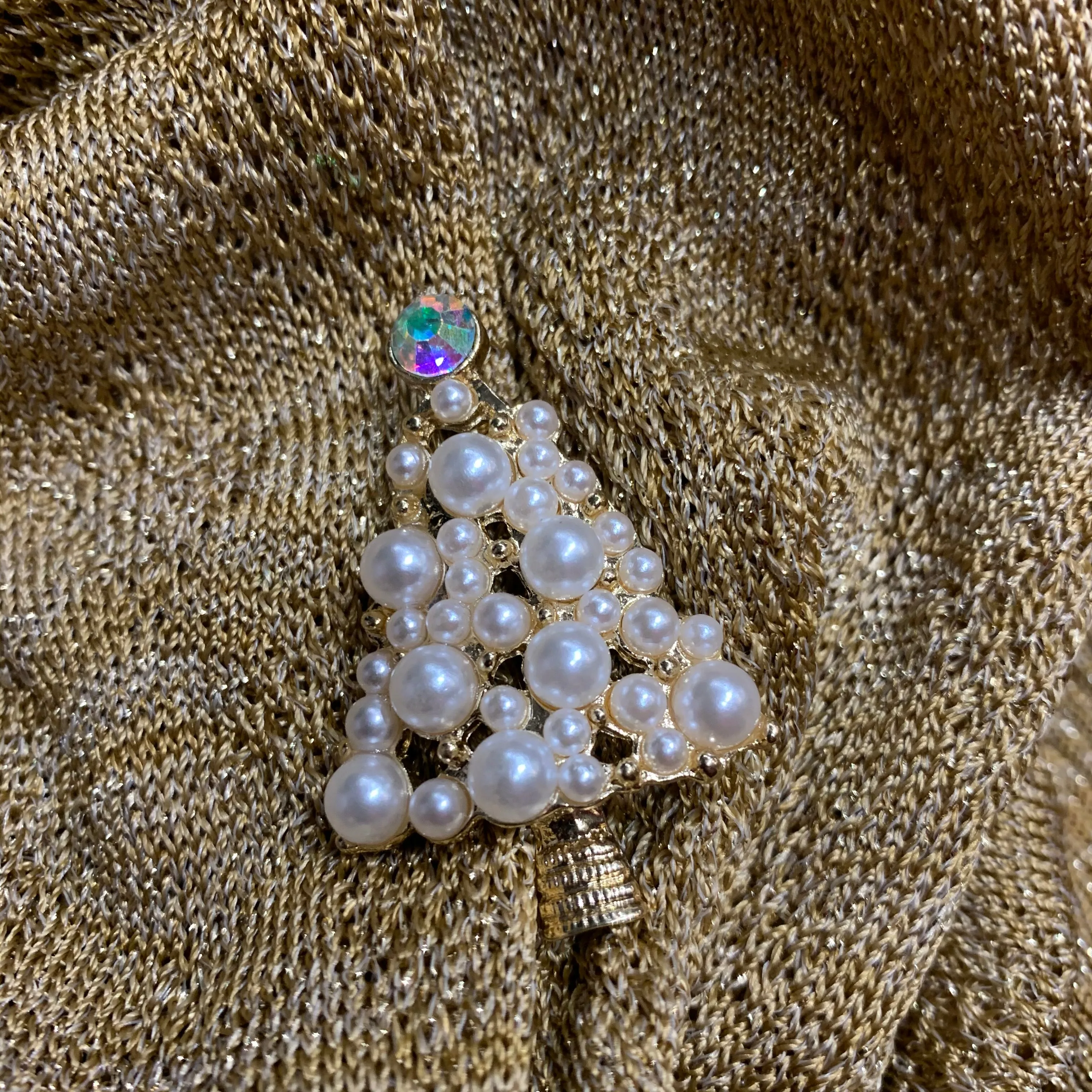 Pearl Christmas Tree Brooch