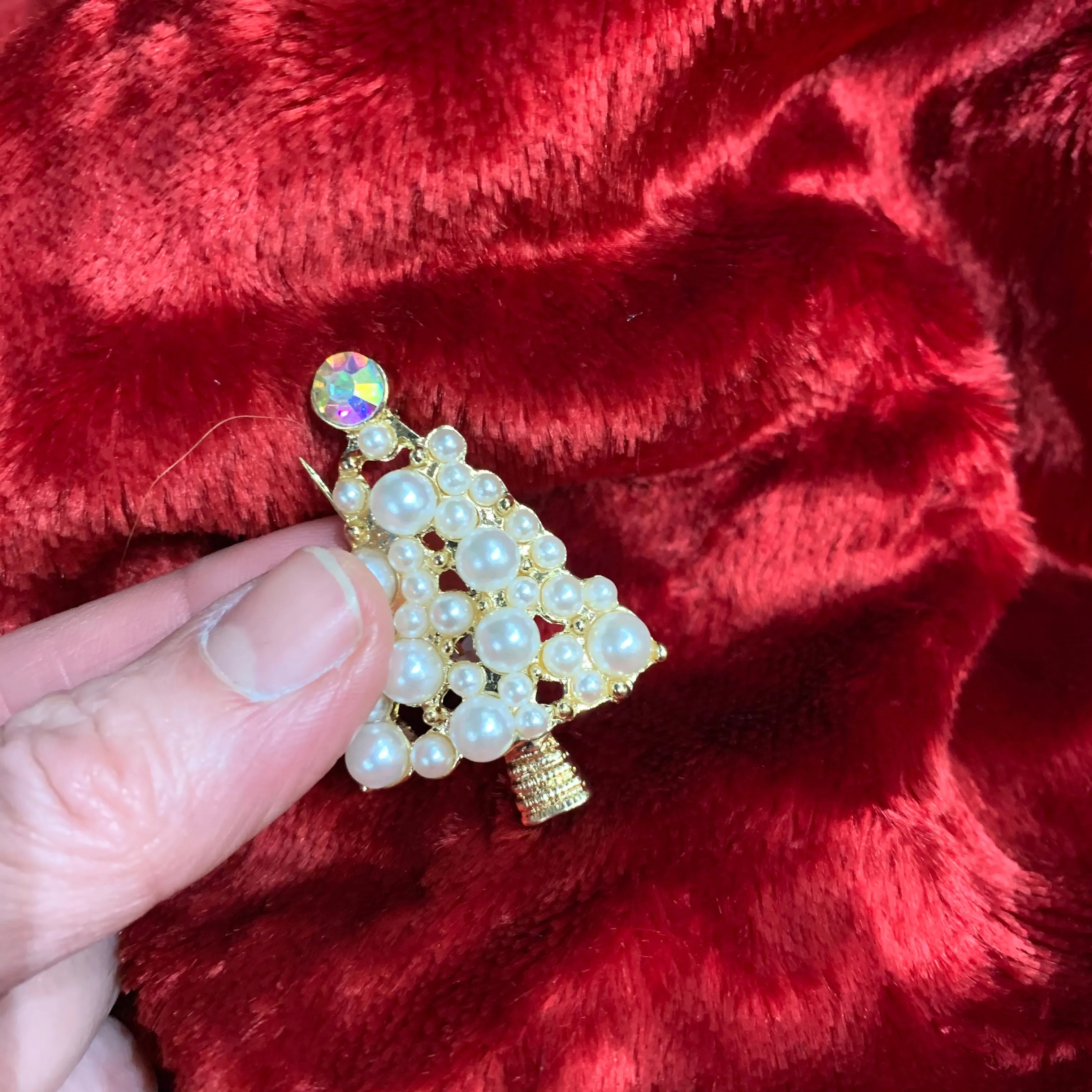 Pearl Christmas Tree Brooch