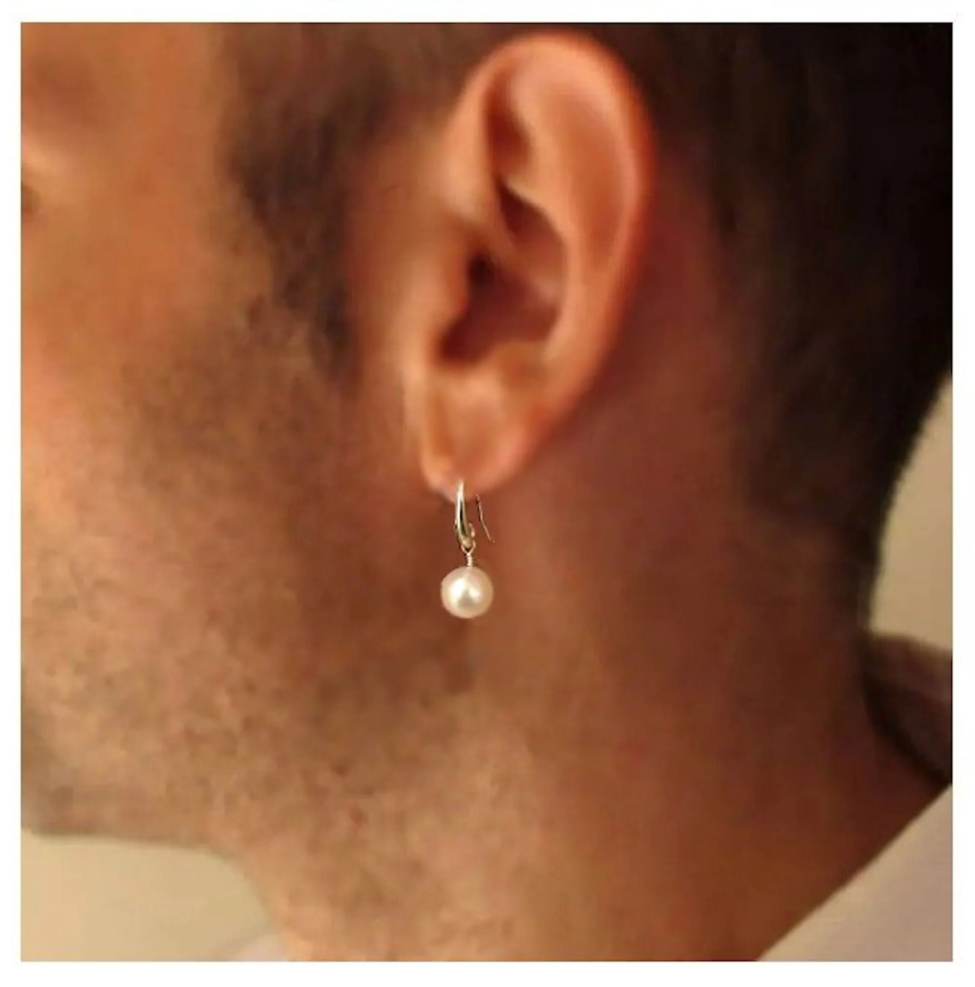 Pearl Earring for Men - Men's Dangle Earring