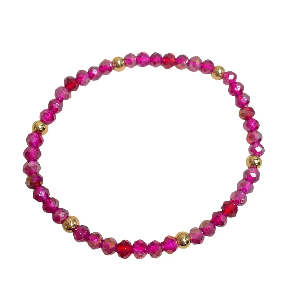 Pink Hibiscus Crystal Stretch Bracelet