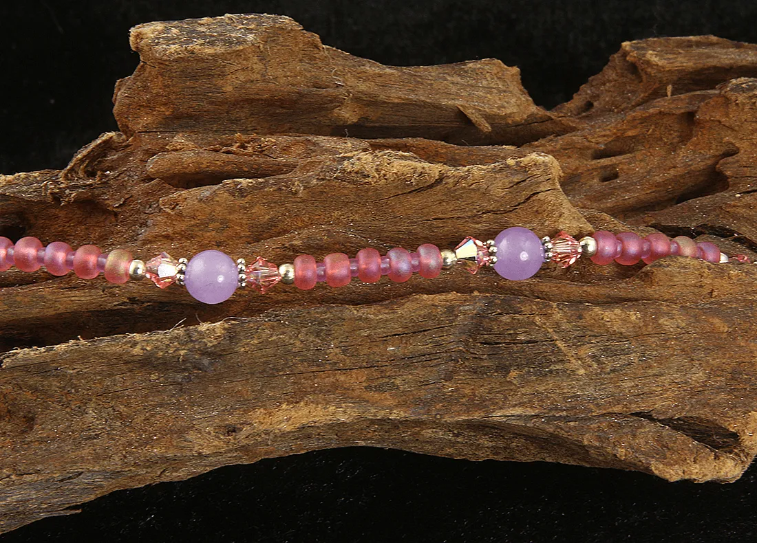 Pink Lavender Jade Gemstone Anklet