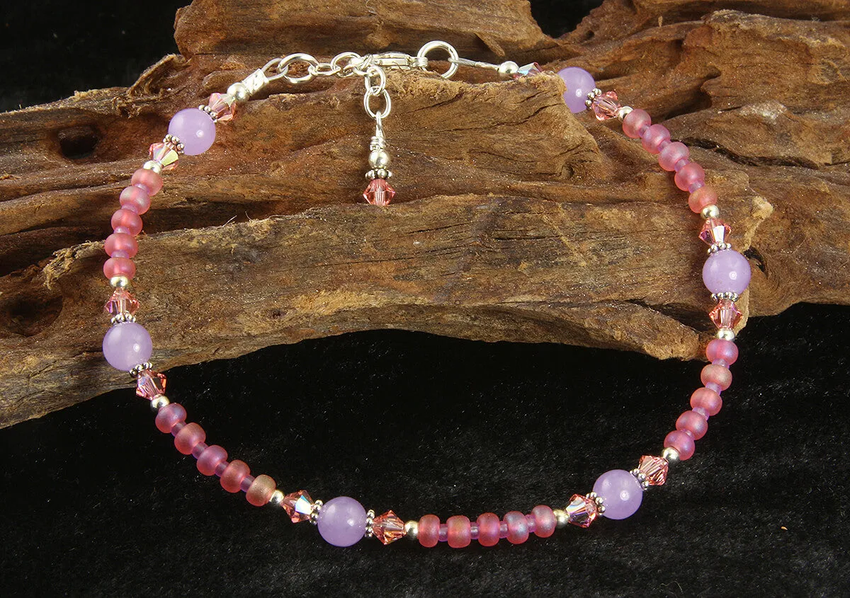 Pink Lavender Jade Gemstone Anklet