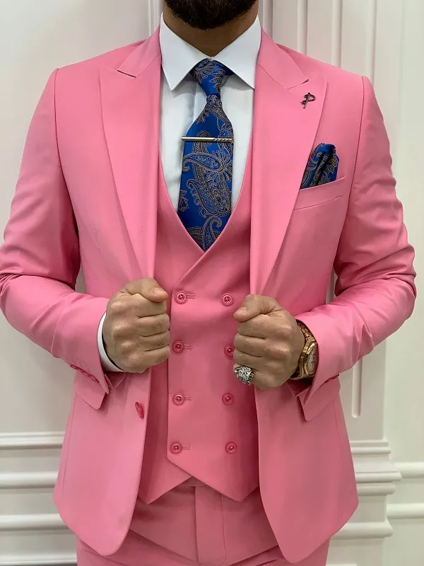 Pink Slim Fit Groom Wedding Suit for Men by GentWith.com