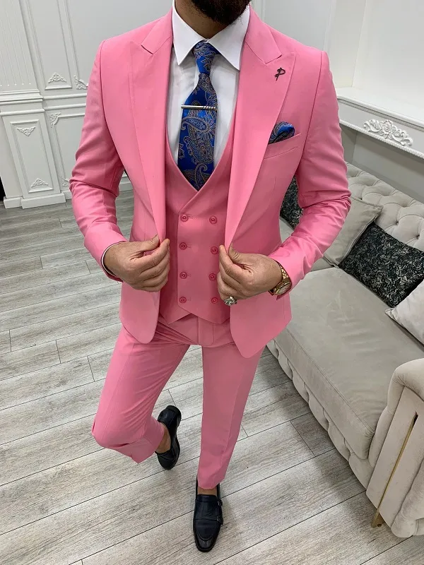 Pink Slim Fit Groom Wedding Suit for Men by GentWith.com