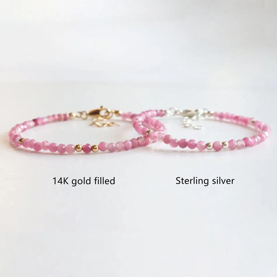 Pink Tourmaline Dainty Bracelet