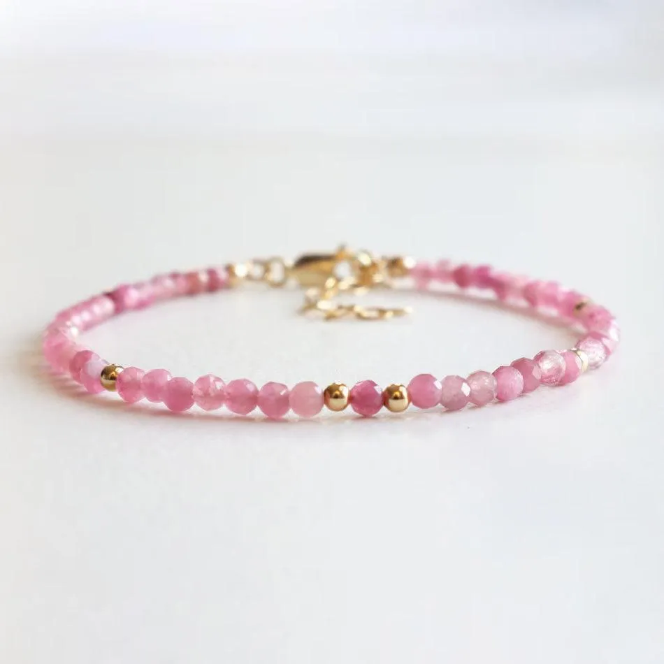 Pink Tourmaline Dainty Bracelet