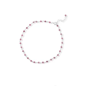 Pop of Pink! 9.5" 1" Tourmaline Bead Anklet