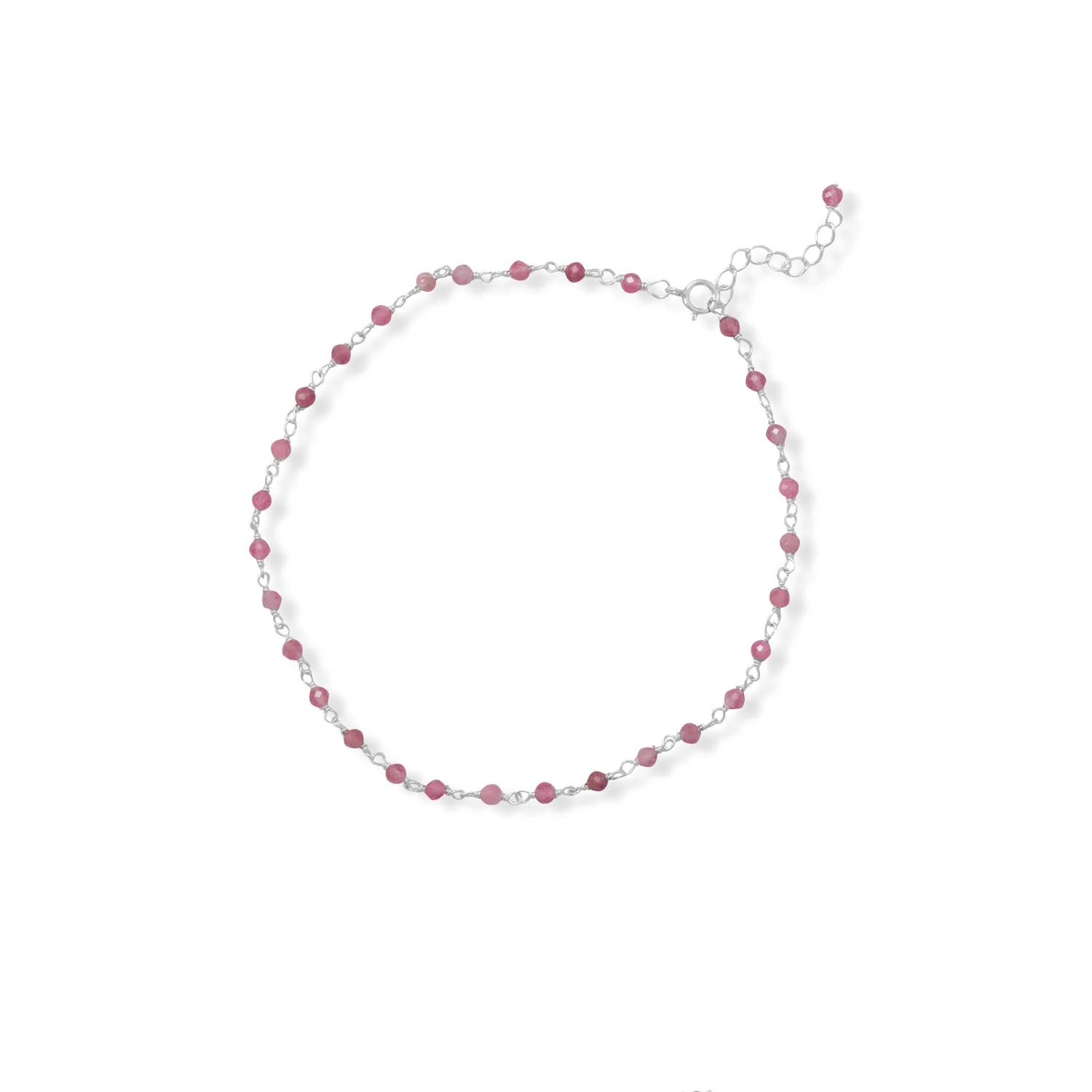 Pop of Pink! 9.5" 1" Tourmaline Bead Anklet