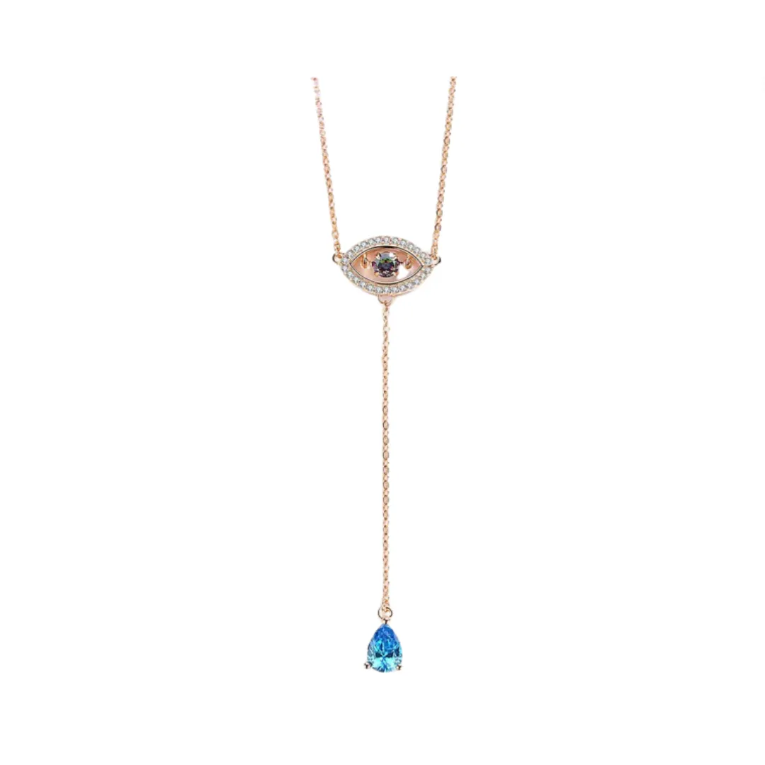 Pre Order:  925 Sterling Silver Water Drop Zircon Pendant Eye Necklace