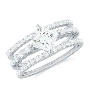 Princess Moissanite Wedding Ring Set