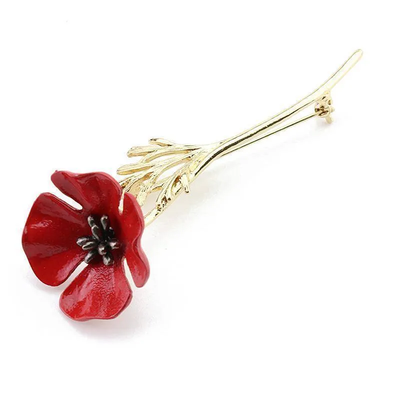 Red Poppy Flower Brooch Vintage Collar Pins Brooches Pins