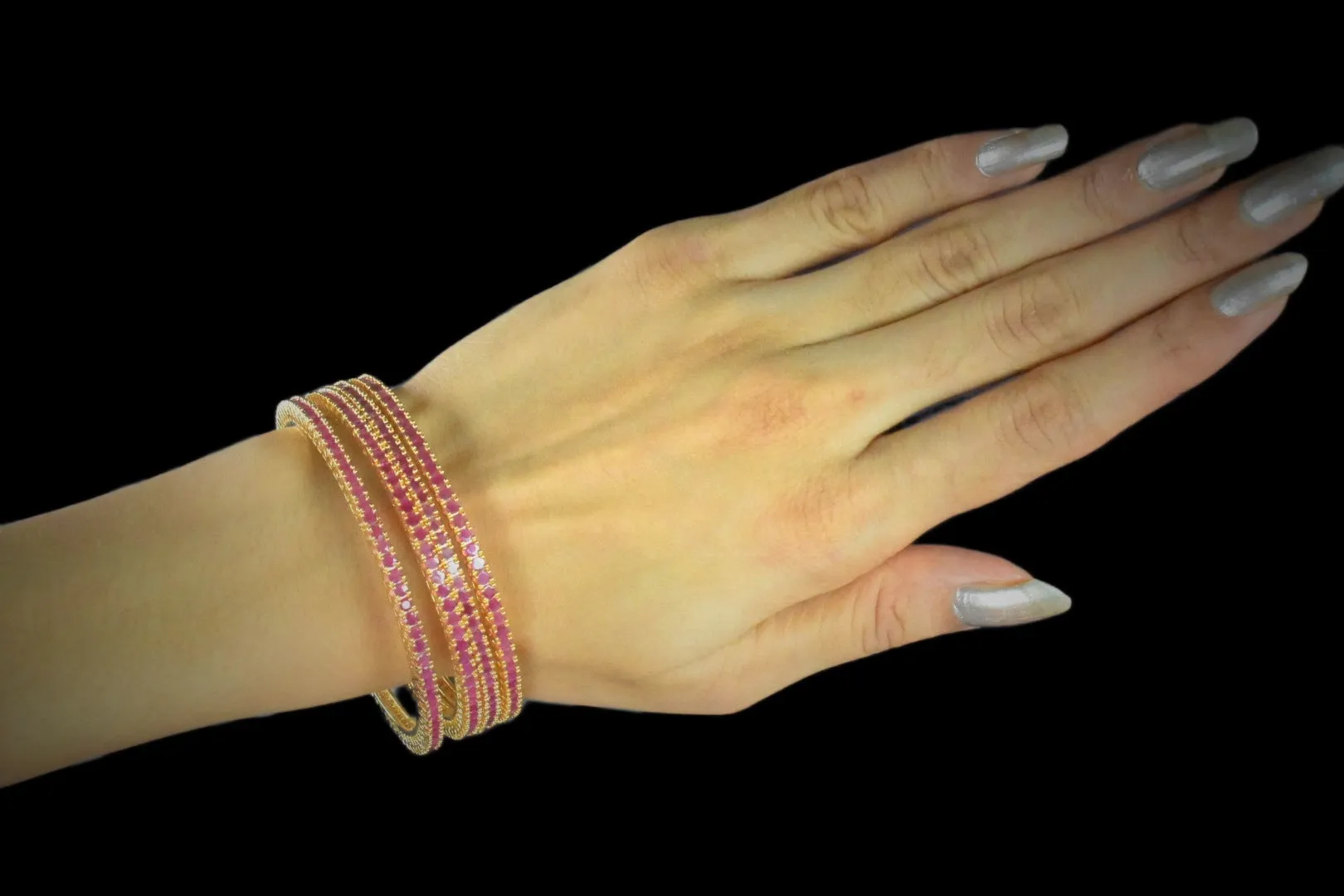 Red Ruby Round Traditional Bangle Set By Asp Fashion Jewellery