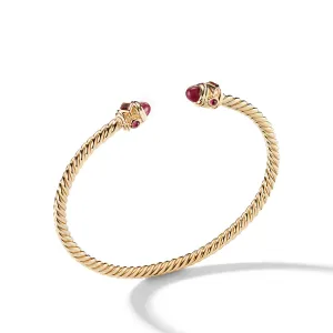 Renaissance Bracelet with Rubies in 18K Gold, 3.5mm