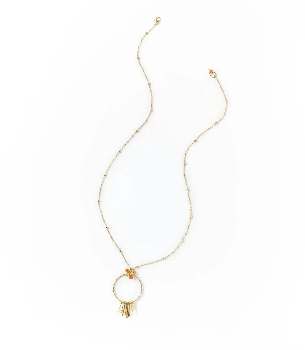 Ridhi Citrine and Sunstone Gold Drop Necklace