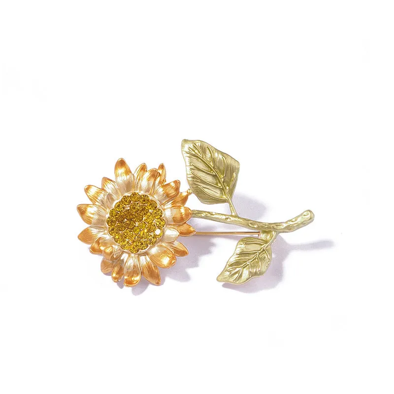 Rising Sunflower - Austrian Crystal Sunflower Brooch Jewelry Gift