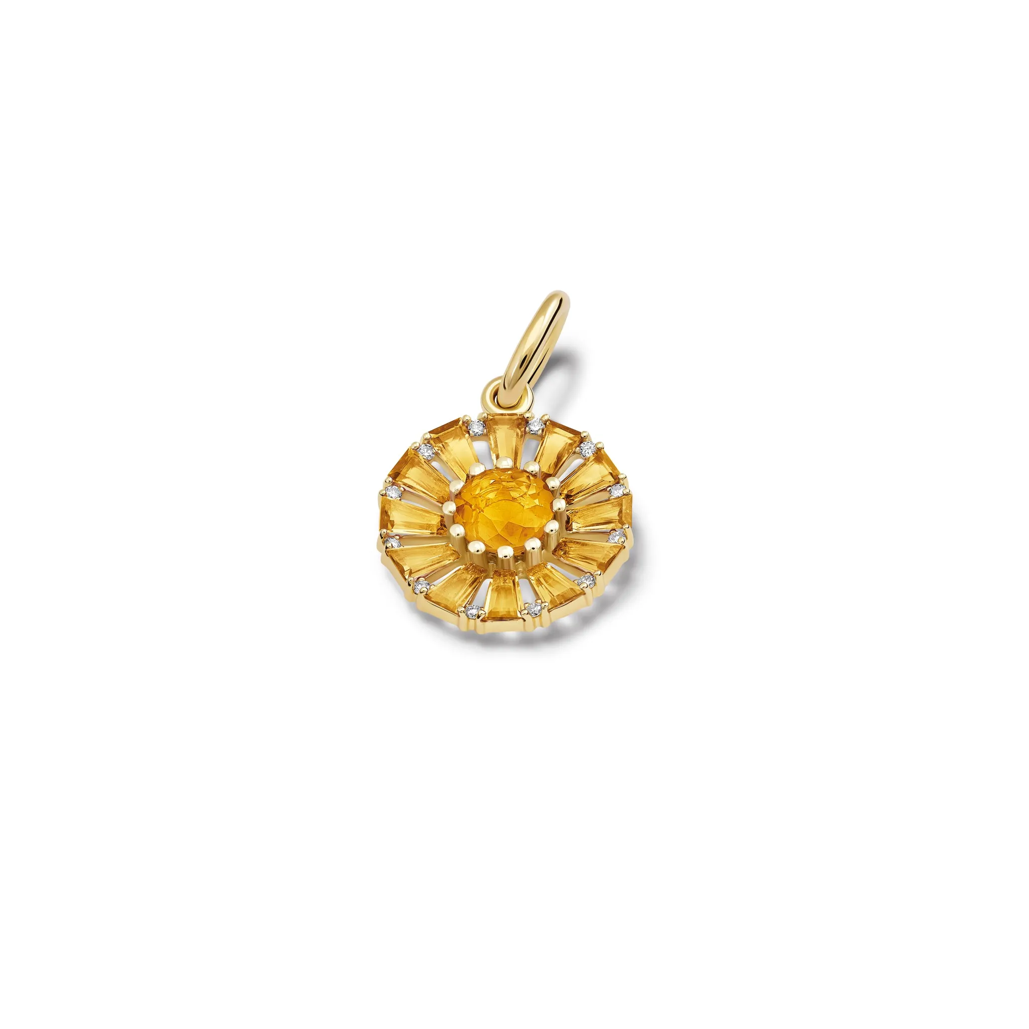 Roi Soleil Small Necklace Pendant Yellow Gold - Citrine & Diamond