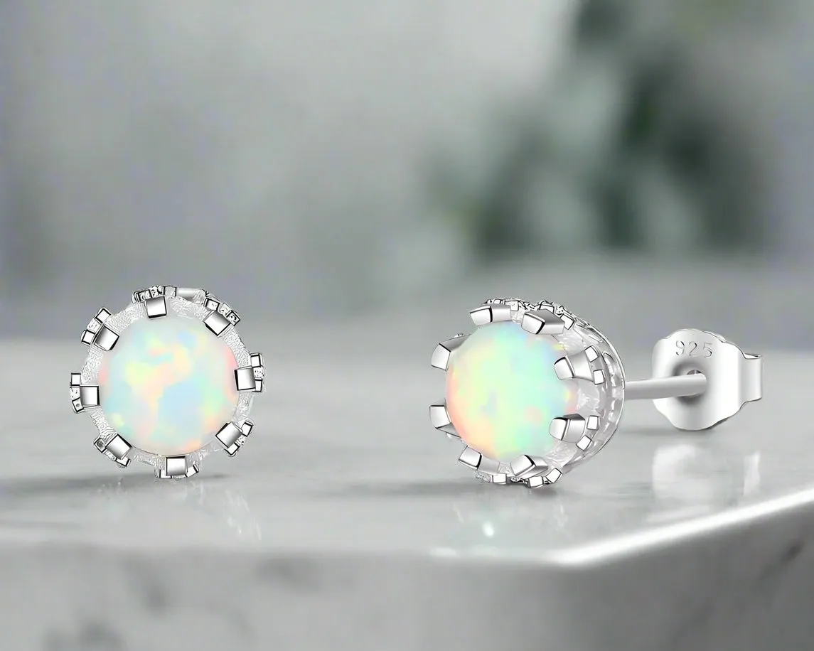 Round Opal Studs