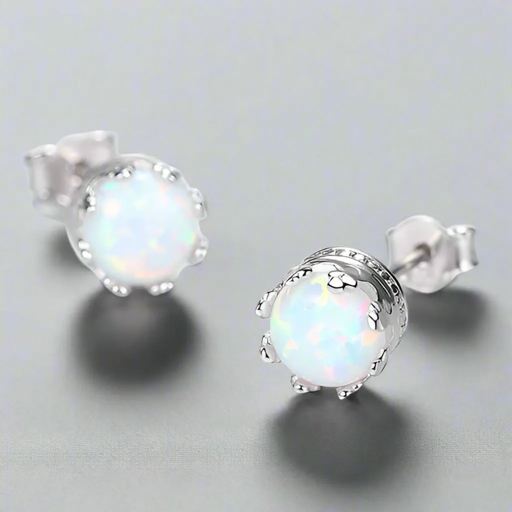 Round Opal Studs