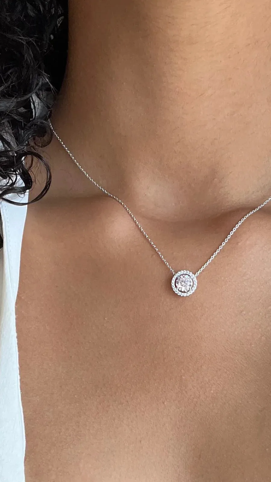 Round Zircon Solitaire Necklace