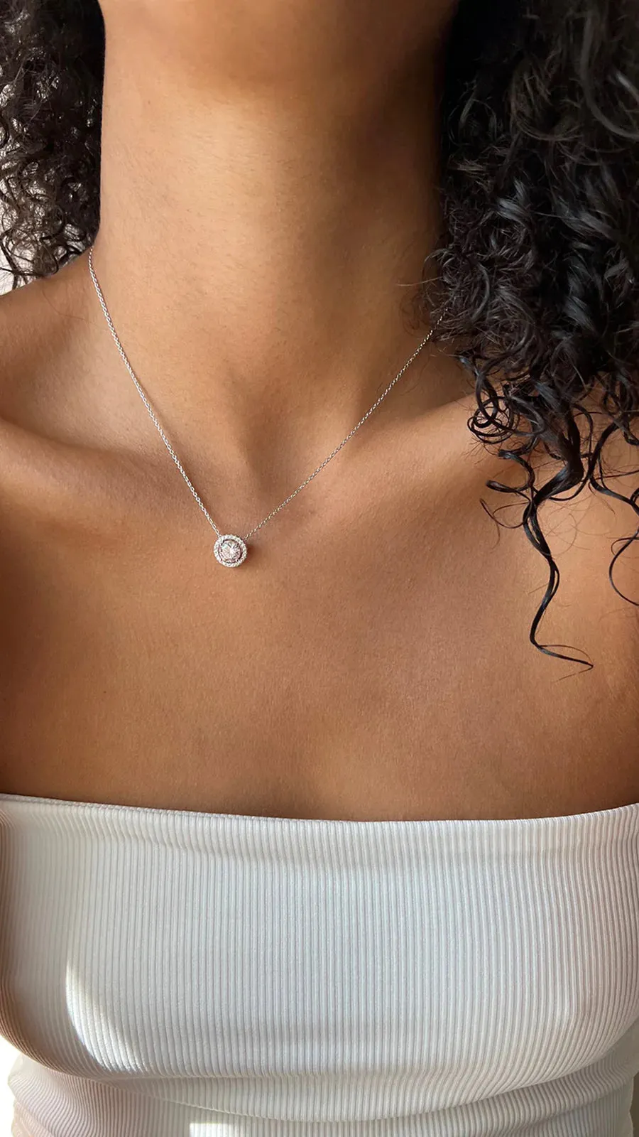 Round Zircon Solitaire Necklace