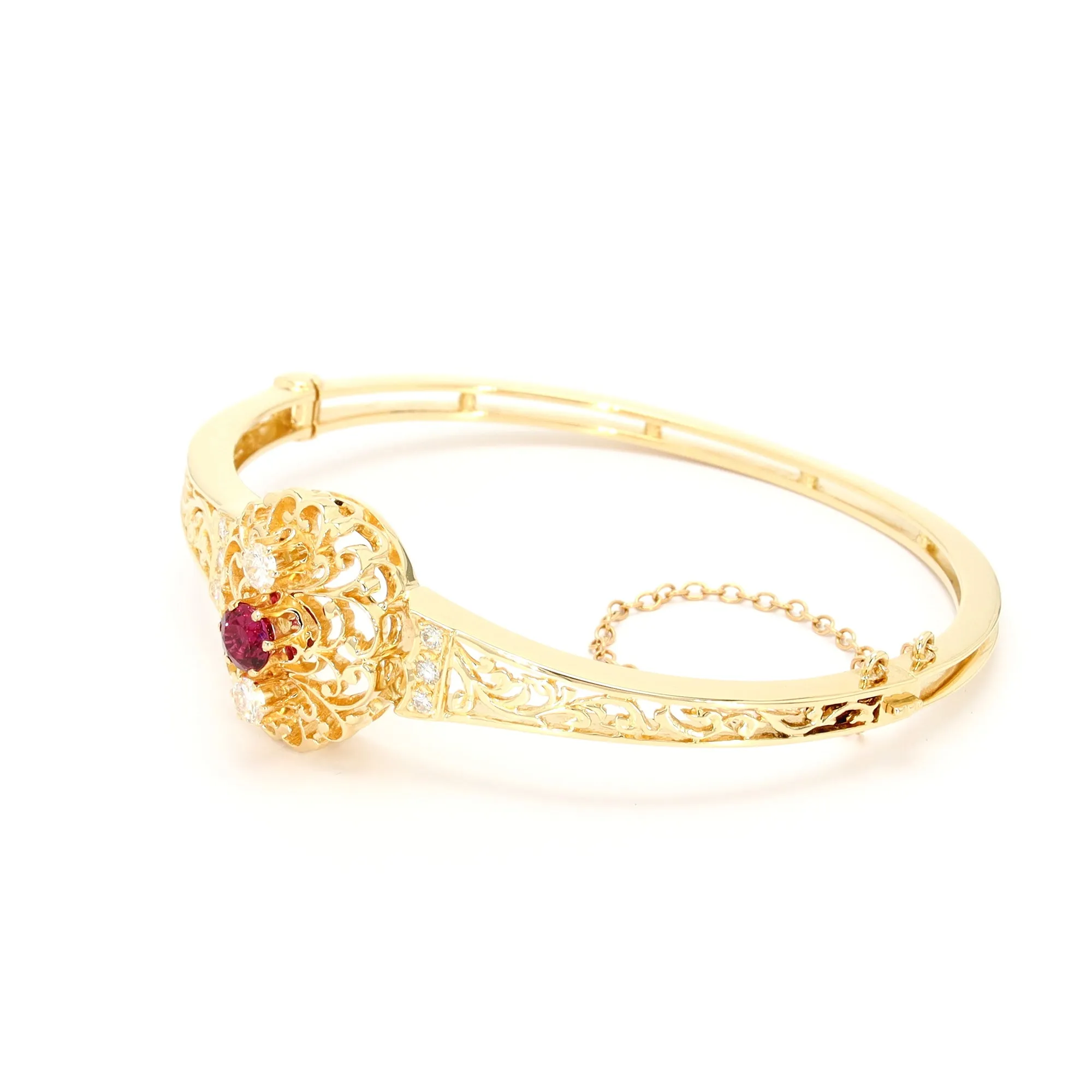 Ruby and Diamond Open-Work Bangle