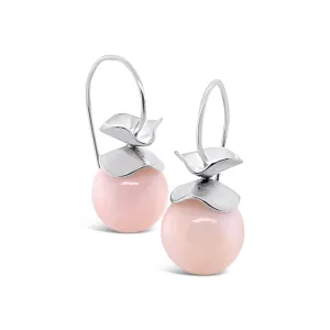 Ruffle© Pink Opal Sphere Earrings in Sterling