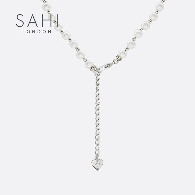 Sahi Love Heart Enamel Pearl Charm Necklace