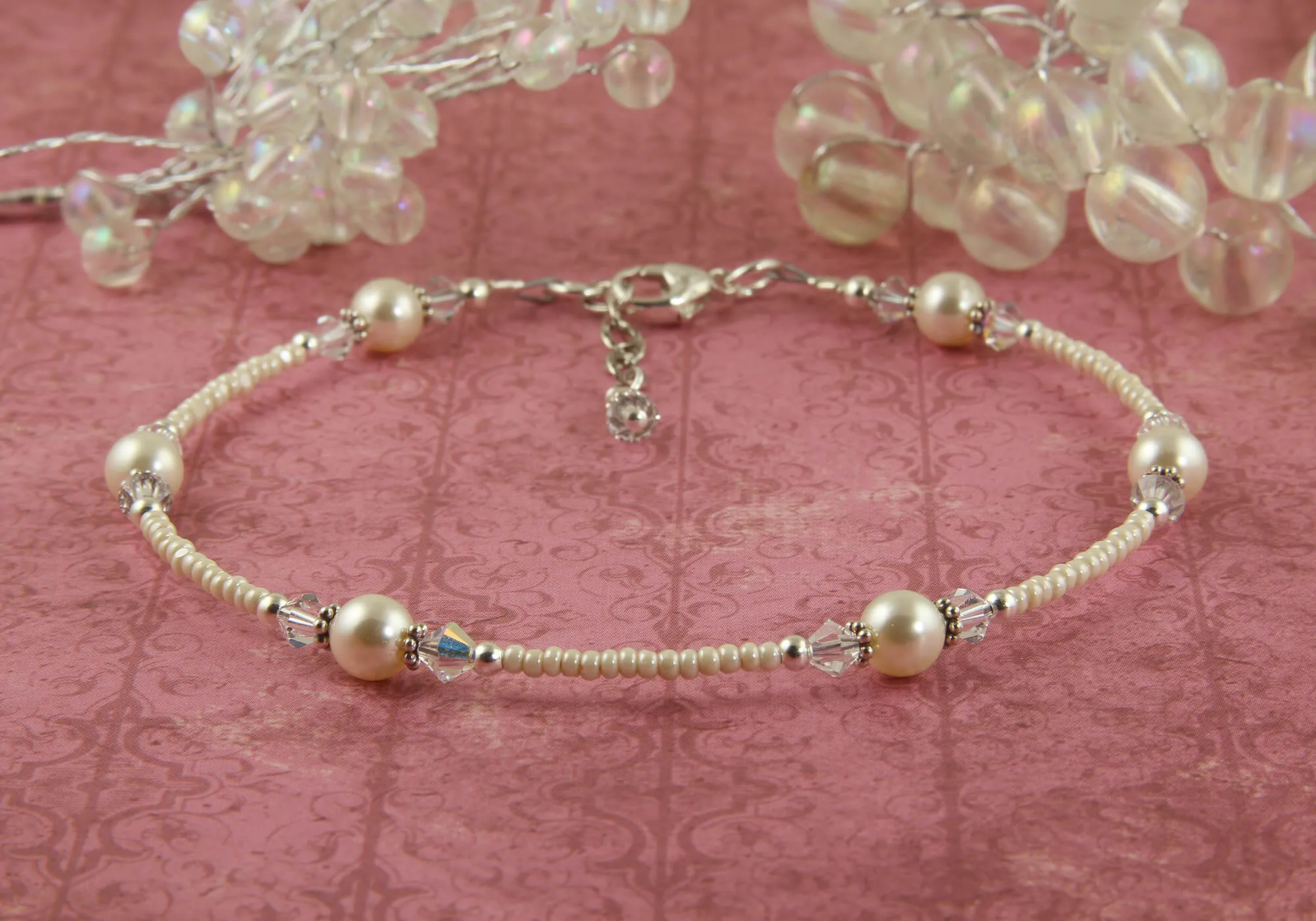 Serene - Pearl White Crystal Wedding Anklet