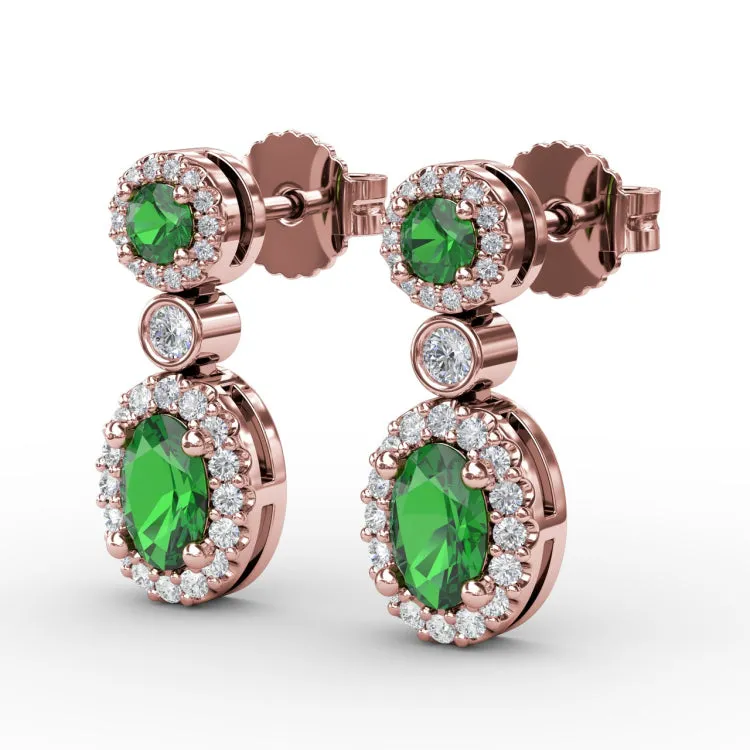 Set the Scene Emerald and Diamond Dangle Earrings