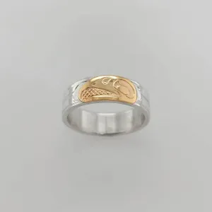 Silver 1/4" Band with Gold Eagle