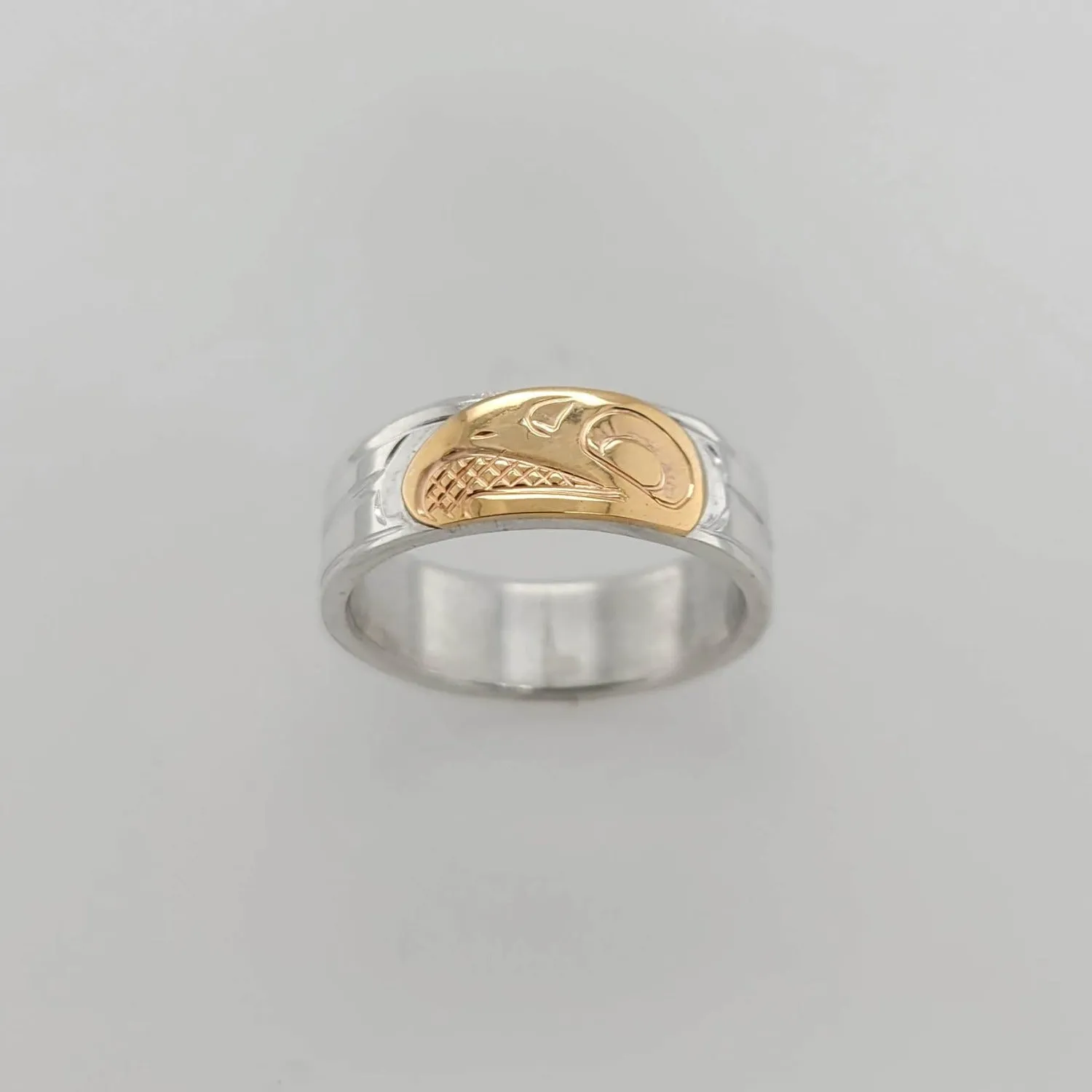 Silver 1/4" Band with Gold Eagle