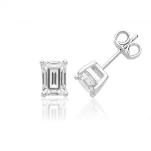 Silver & Co Emerald Cut Silver Earrings SEG0094