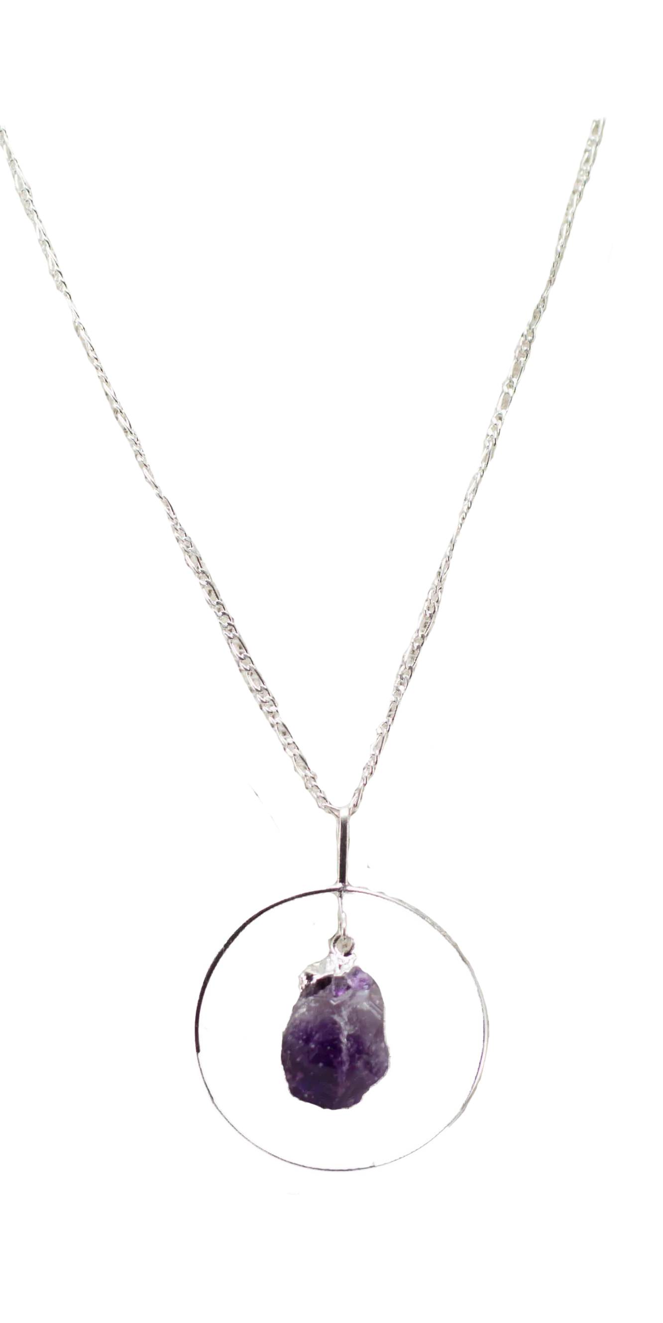 Silver Circlet with Small Raw Crystal on Silver Chain